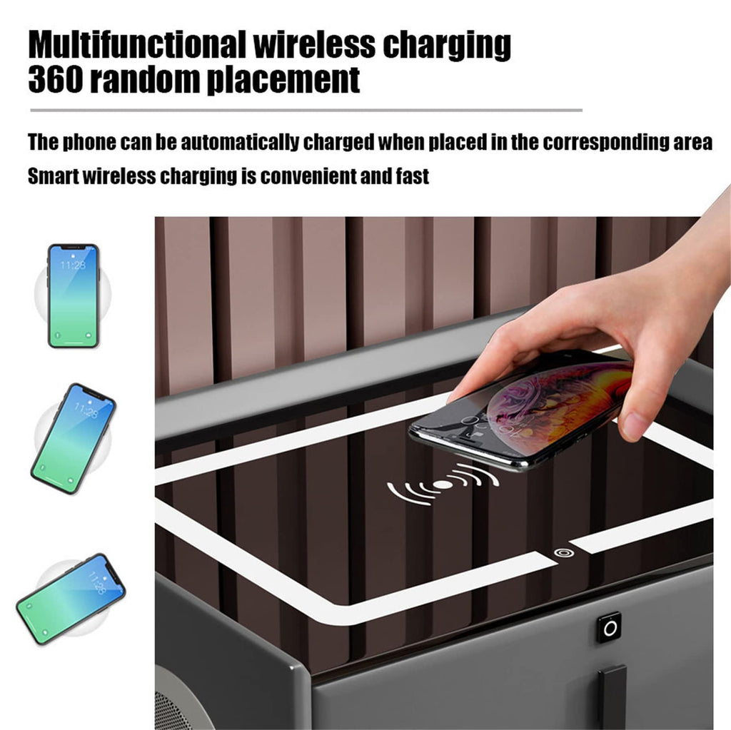 White 3 Drawer Nightstand with Wireless Charging and LED Lights L52117