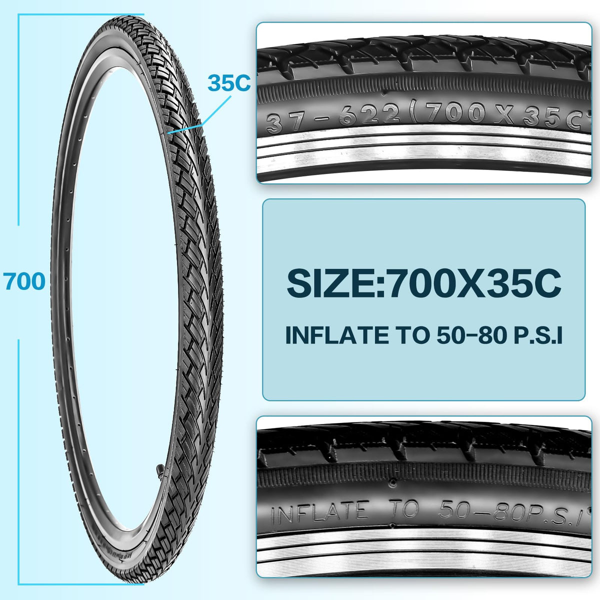 Foldable Road Bike Tires and Inner Tubes 2-Pack K95615