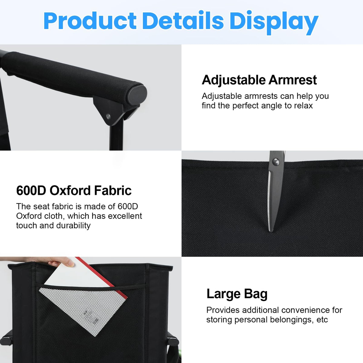 2 Pcs Folding Stadium Seat with Back Support and Cushion J500