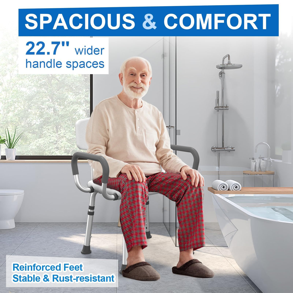 Shower Chair with Padded Armrests and Back R717793