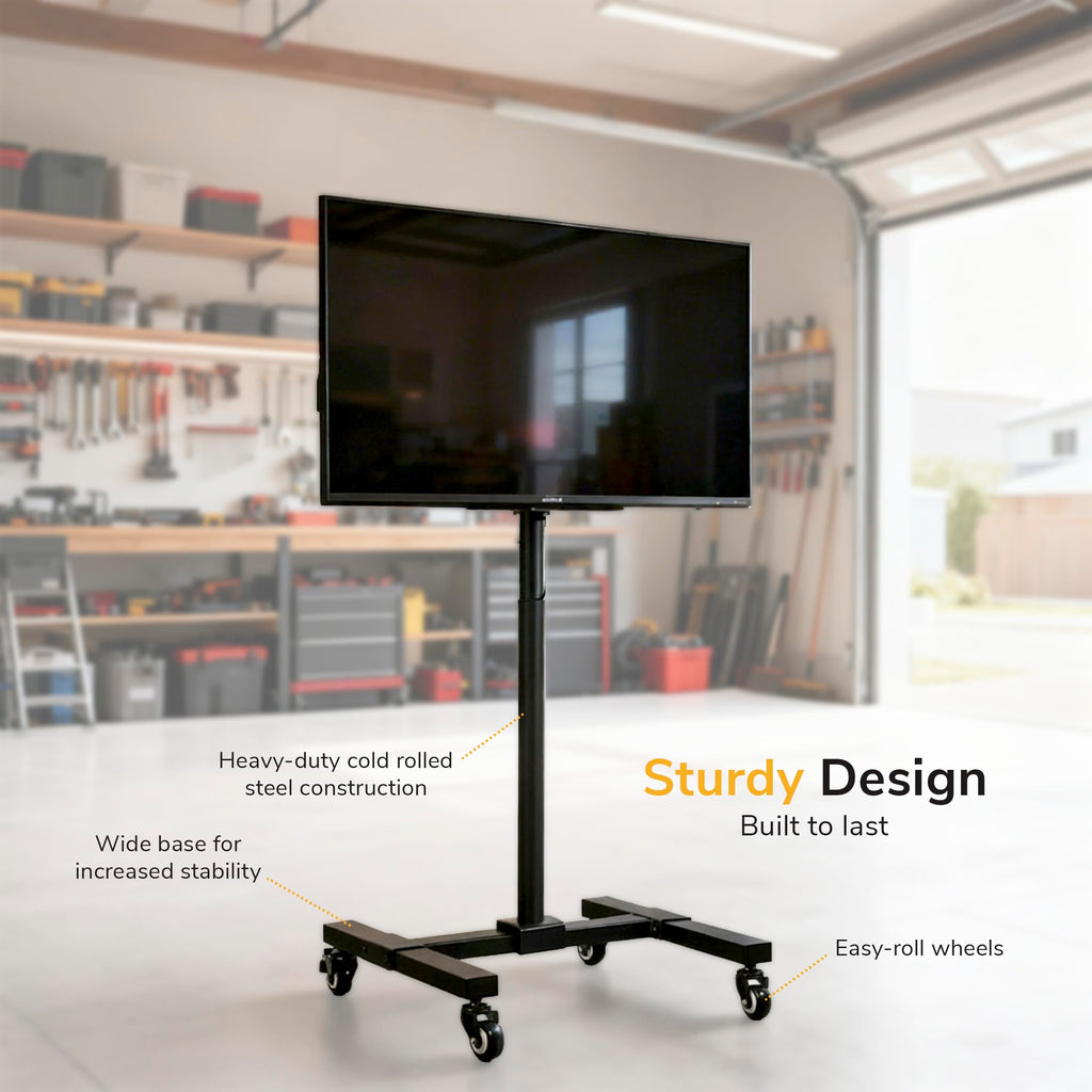 Black Mobile TV Stand with Locking Wheels K9812