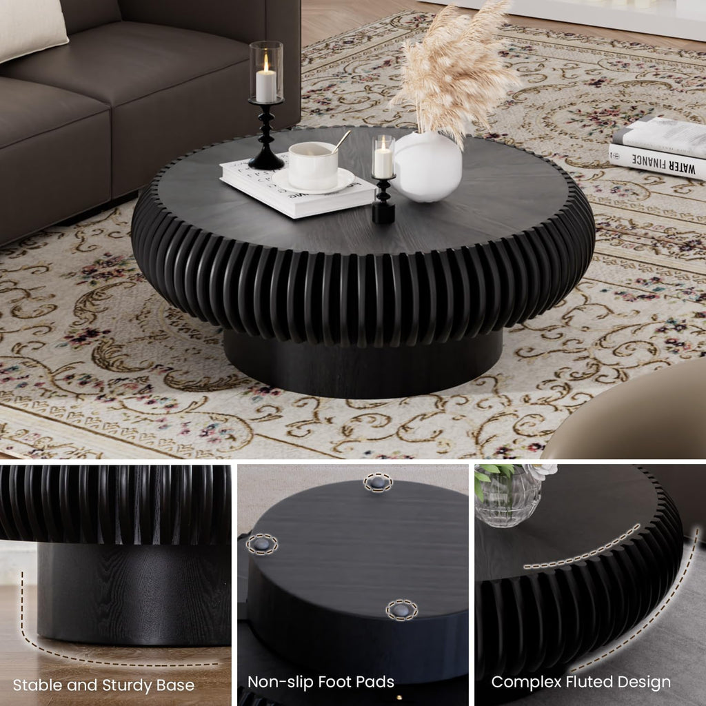 31.5" Black Drum Coffee Table F485501