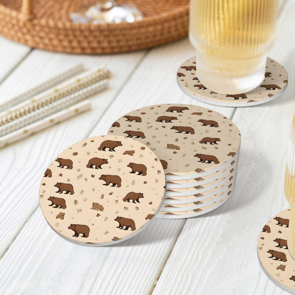 6-Piece Set of Absorbent Ceramic Coasters with Cork Backing U9160
