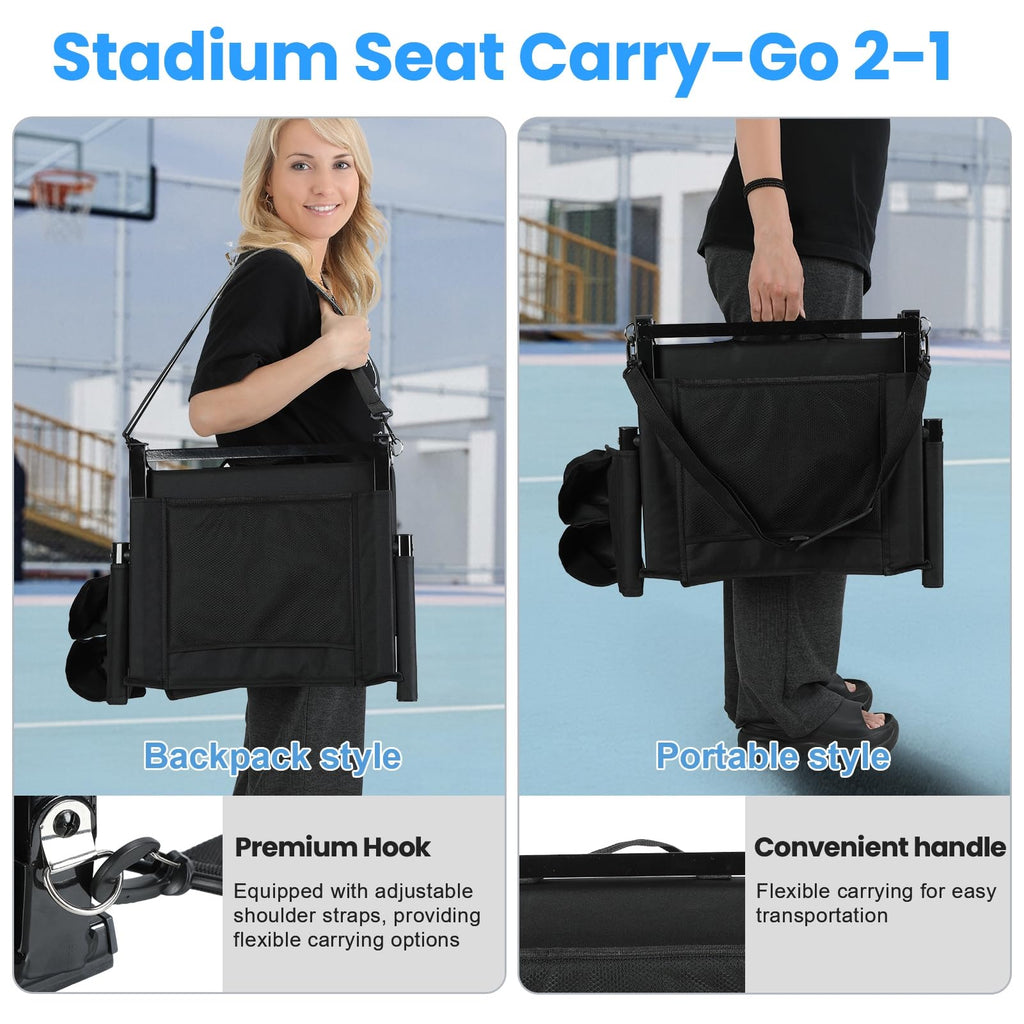 2 Pcs Folding Stadium Seat with Back Support and Cushion J500