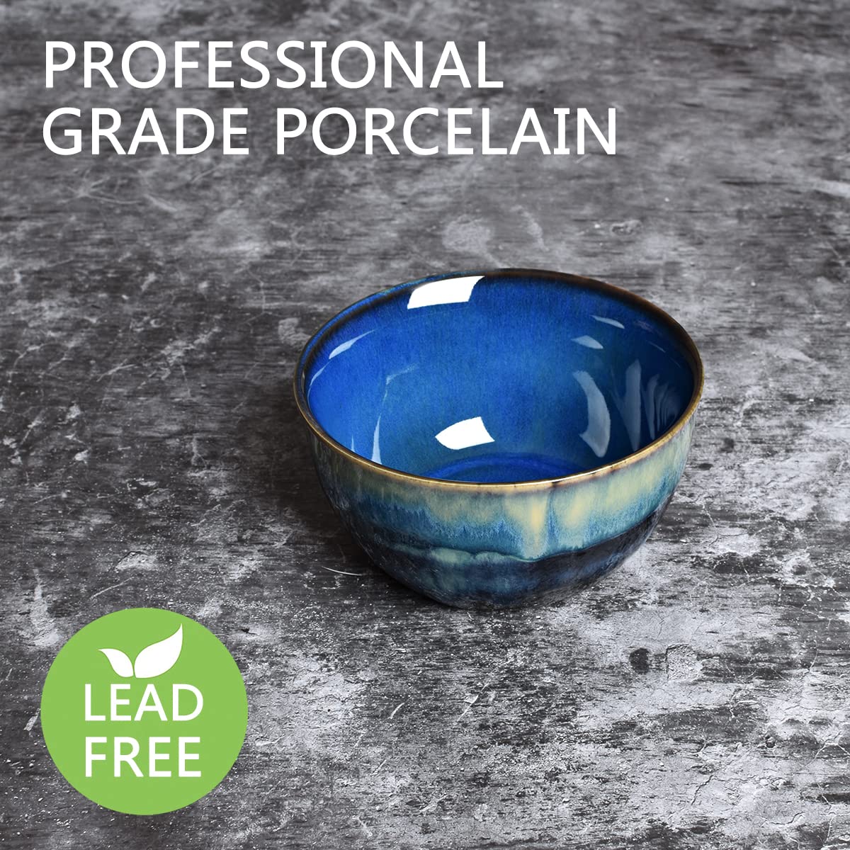 Blue Stoneware Cereal Bowls Set of 4, 26 Oz X1414