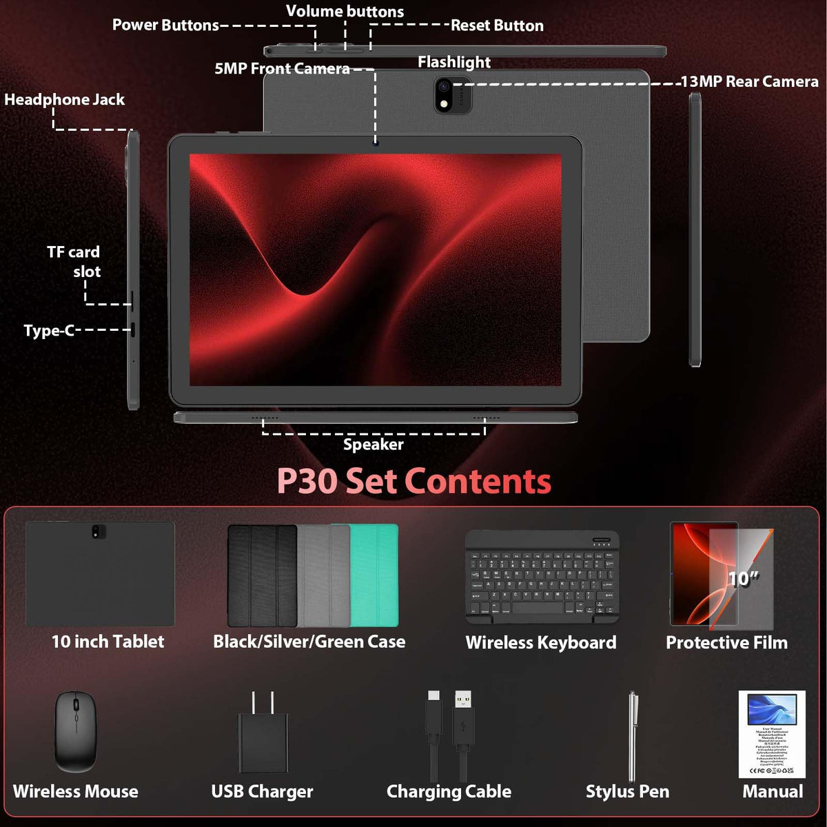 10 Inch Android Tablet with Keyboard H887