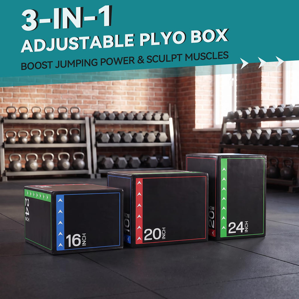 3-in-1 Non-Slip Cushioned Plyometric Jump Box G4857