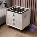 White 3 Drawer Nightstand with Wireless Charging and LED Lights L52117