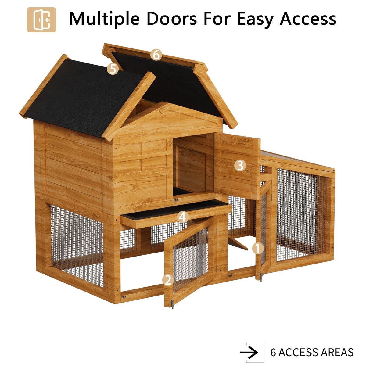 2-Story Wooden Rabbit Hutch with Run S2040
