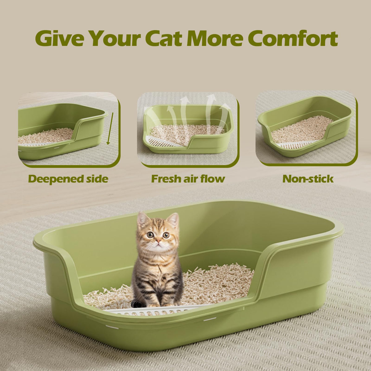 Extra Large High Sides Low Entry Cat Litter Box W47104