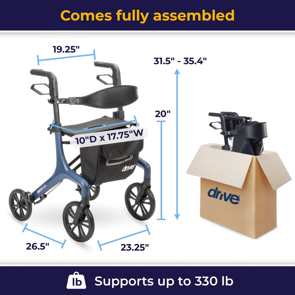 Blue 15.2 lb Rollator I171829