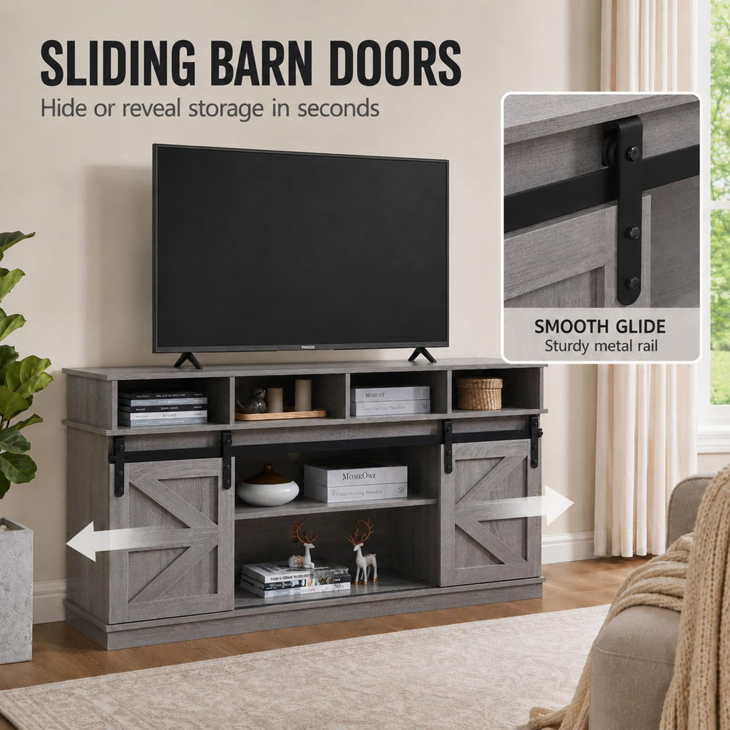 Grey TV Stand with Storage for 65 Inch TV P24258