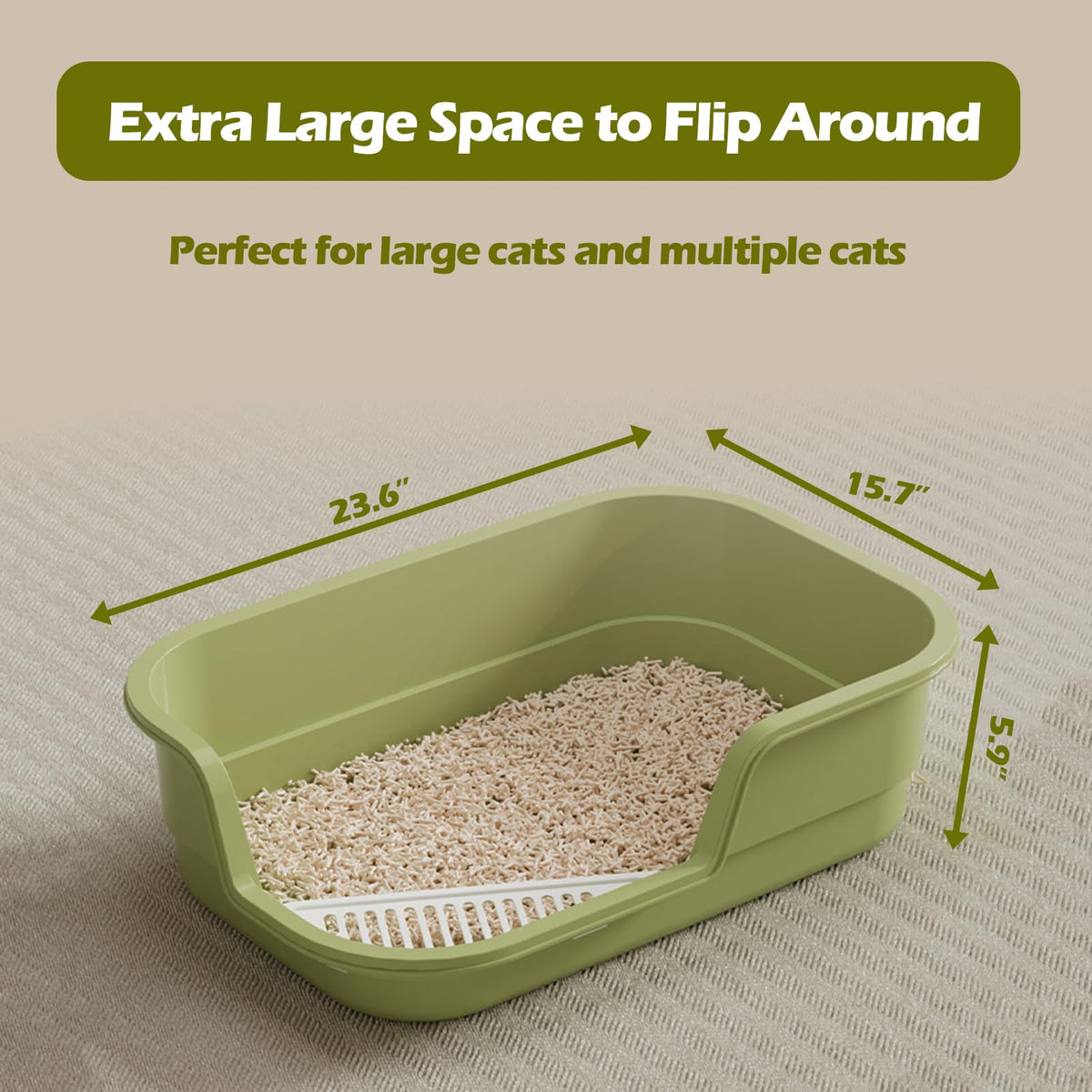 Extra Large High Sides Low Entry Cat Litter Box W47104