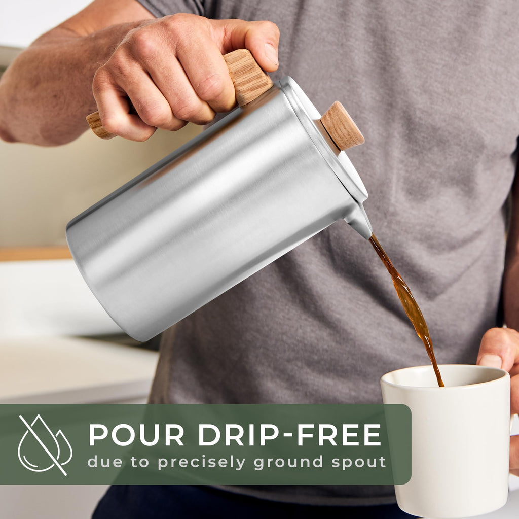 34 oz Stainless Steel Double Wall French Press B312447