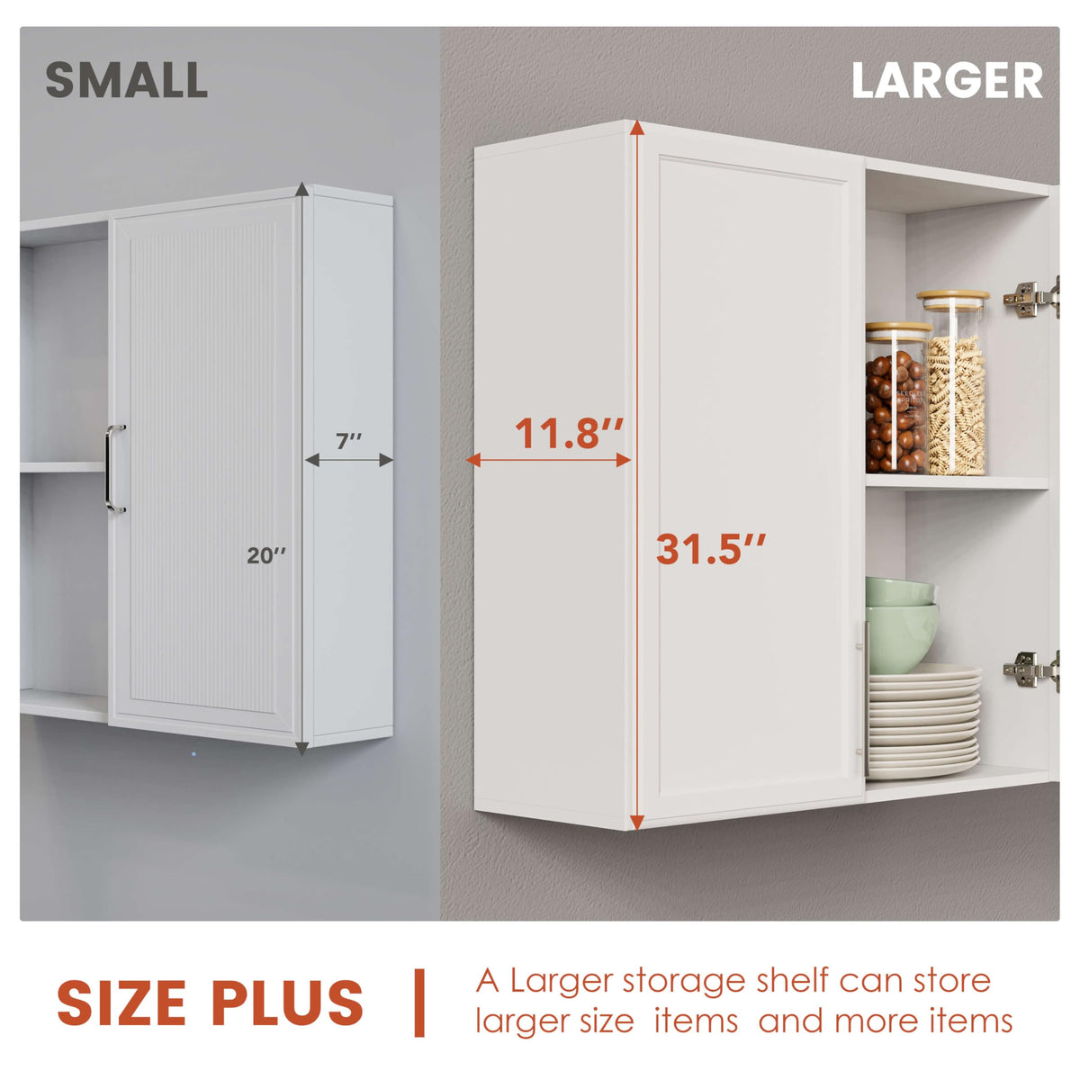 White Wall Cabinet with Adjustable Shelf I8542