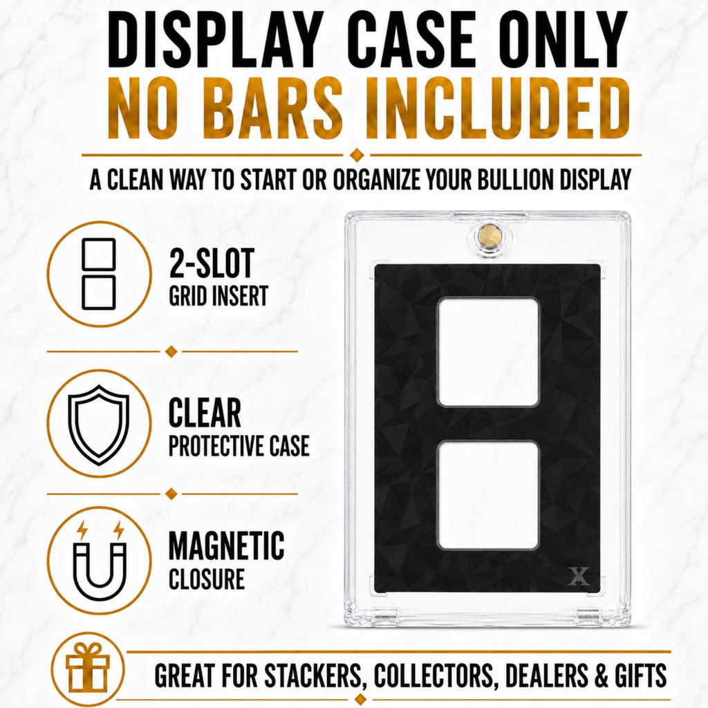 Square Bar Display Case, Magnetic One Touch Bullion Holder, 1 oz (2 Slots) N134