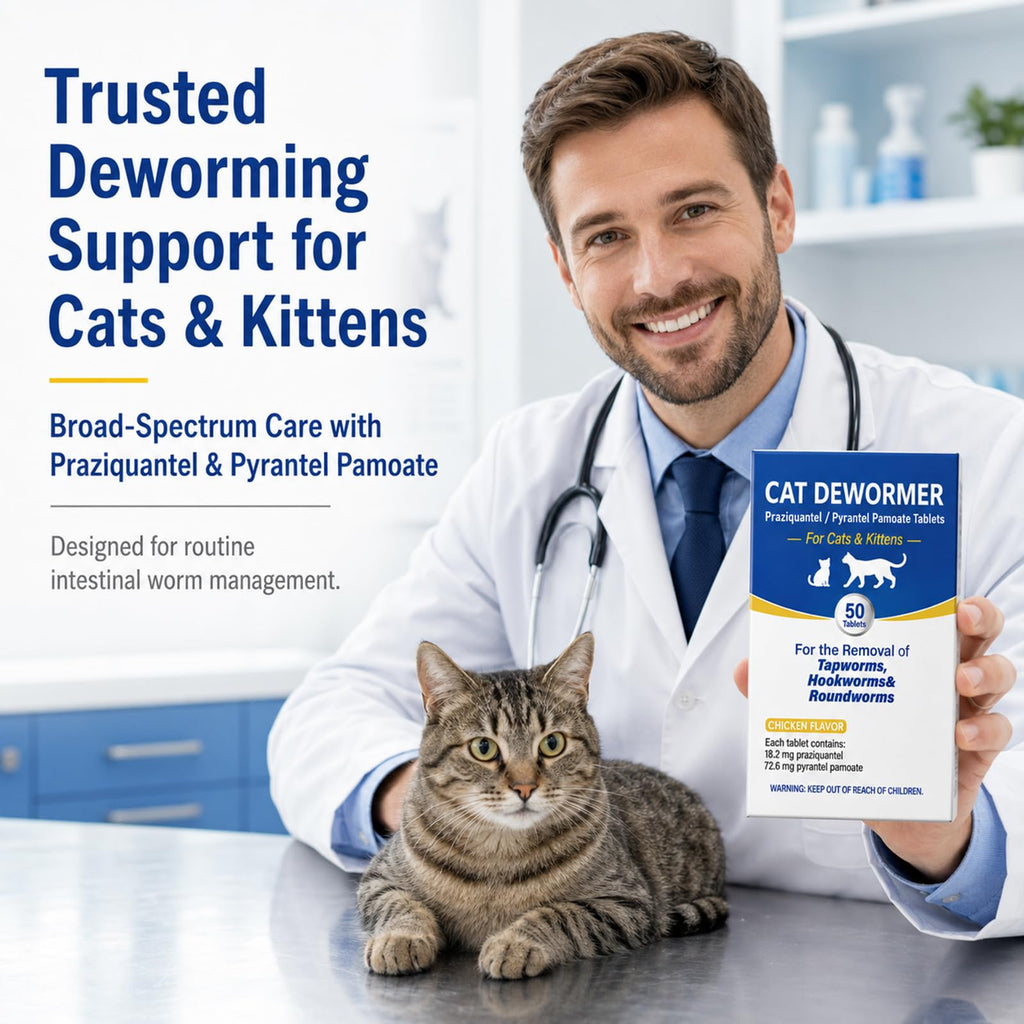 Cat Dewormer Tablets for Tapeworms, Roundworms and Hookworms V7324