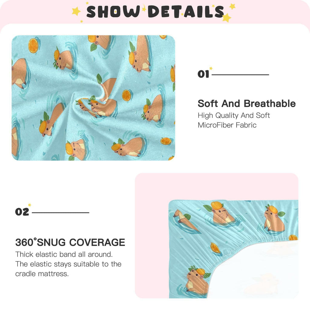 Soft Breathable Microfiber Crib Sheet, Fits Standard Size 28in x 52in A24375
