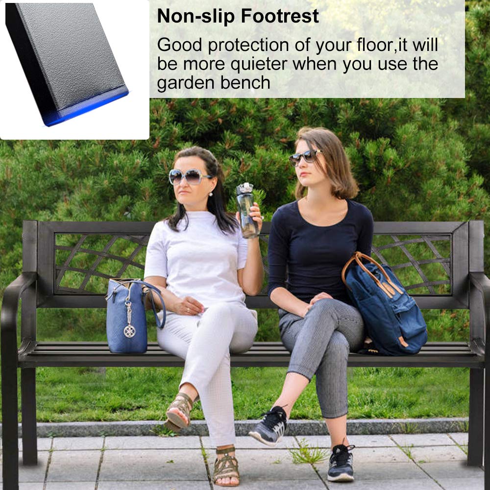 45.5" Black Metal Outdoor Bench 400lbs Capacity A769356