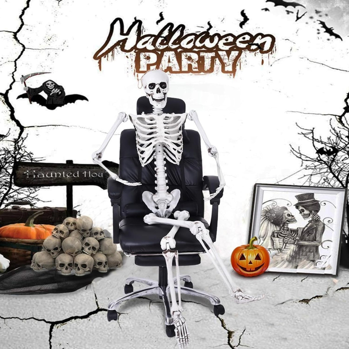 5.4Ft Posable Life Size Full Body Skeleton with Movable Joints Z989