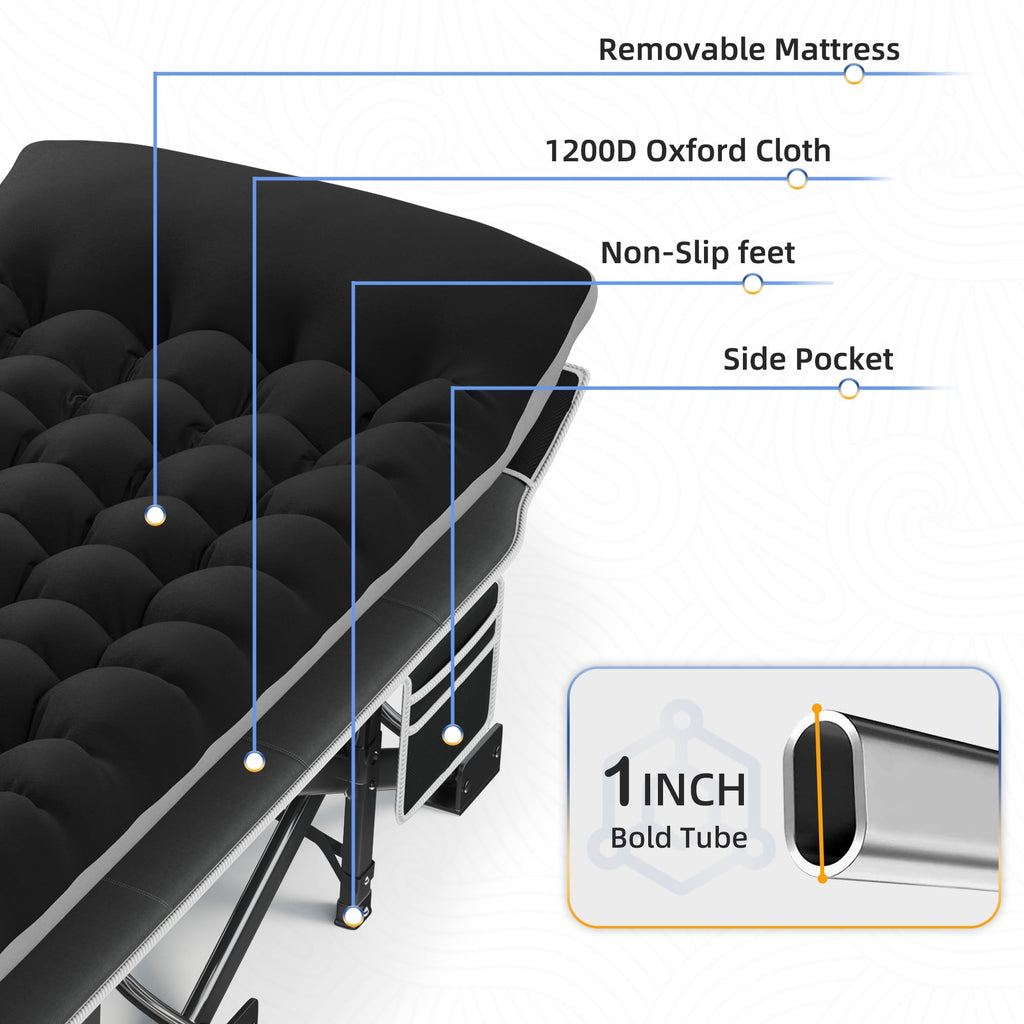 32" Extra Wide Camping Cot with Mattress N466