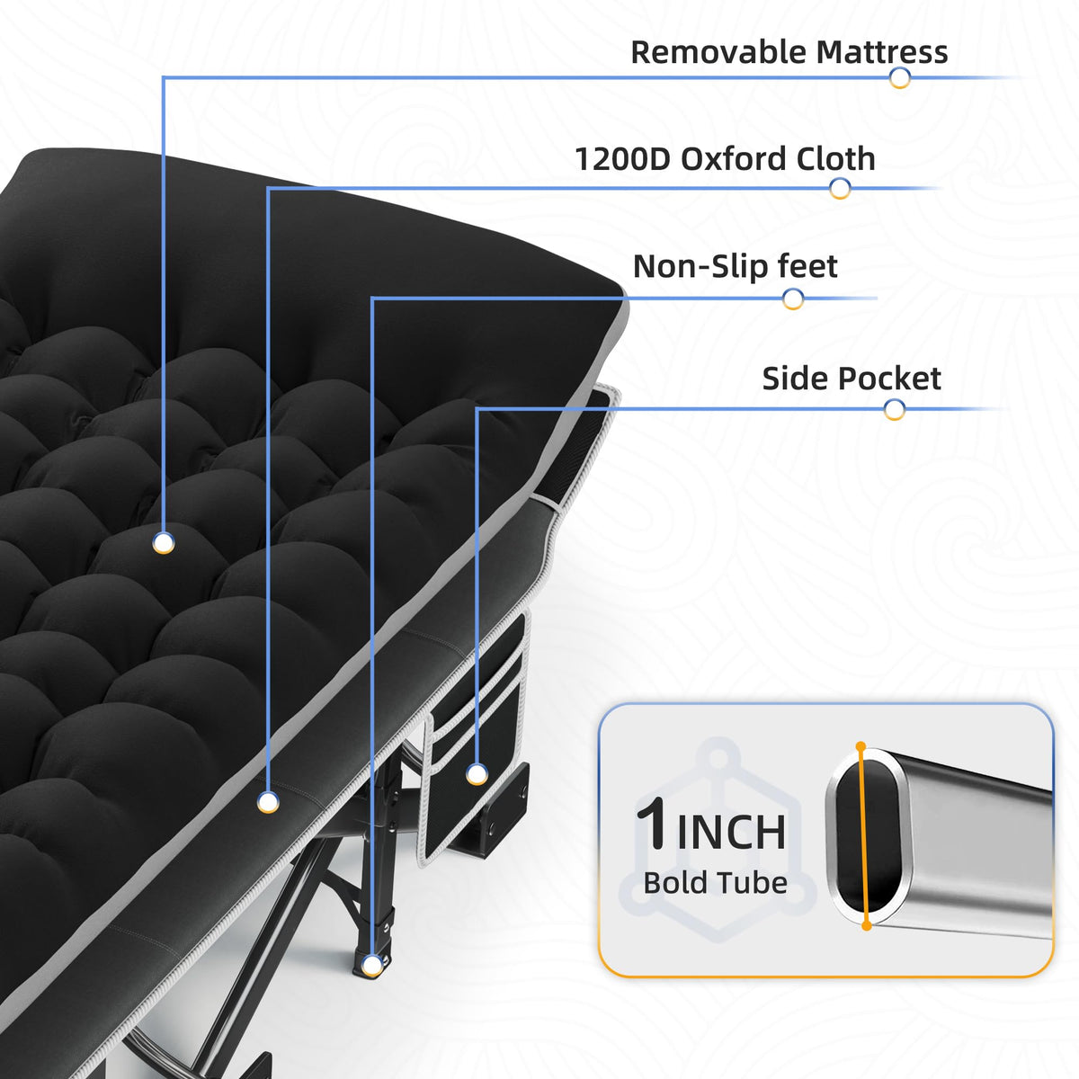 32" Extra Wide Camping Cot with Mattress N466