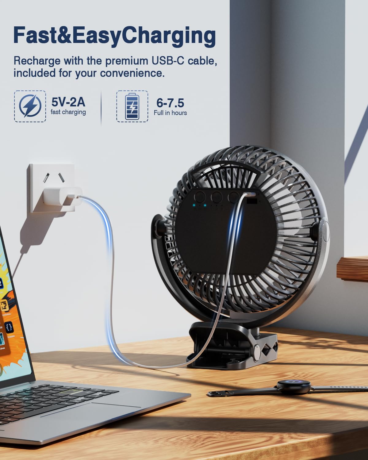8" Clip On Fan with Lights E962