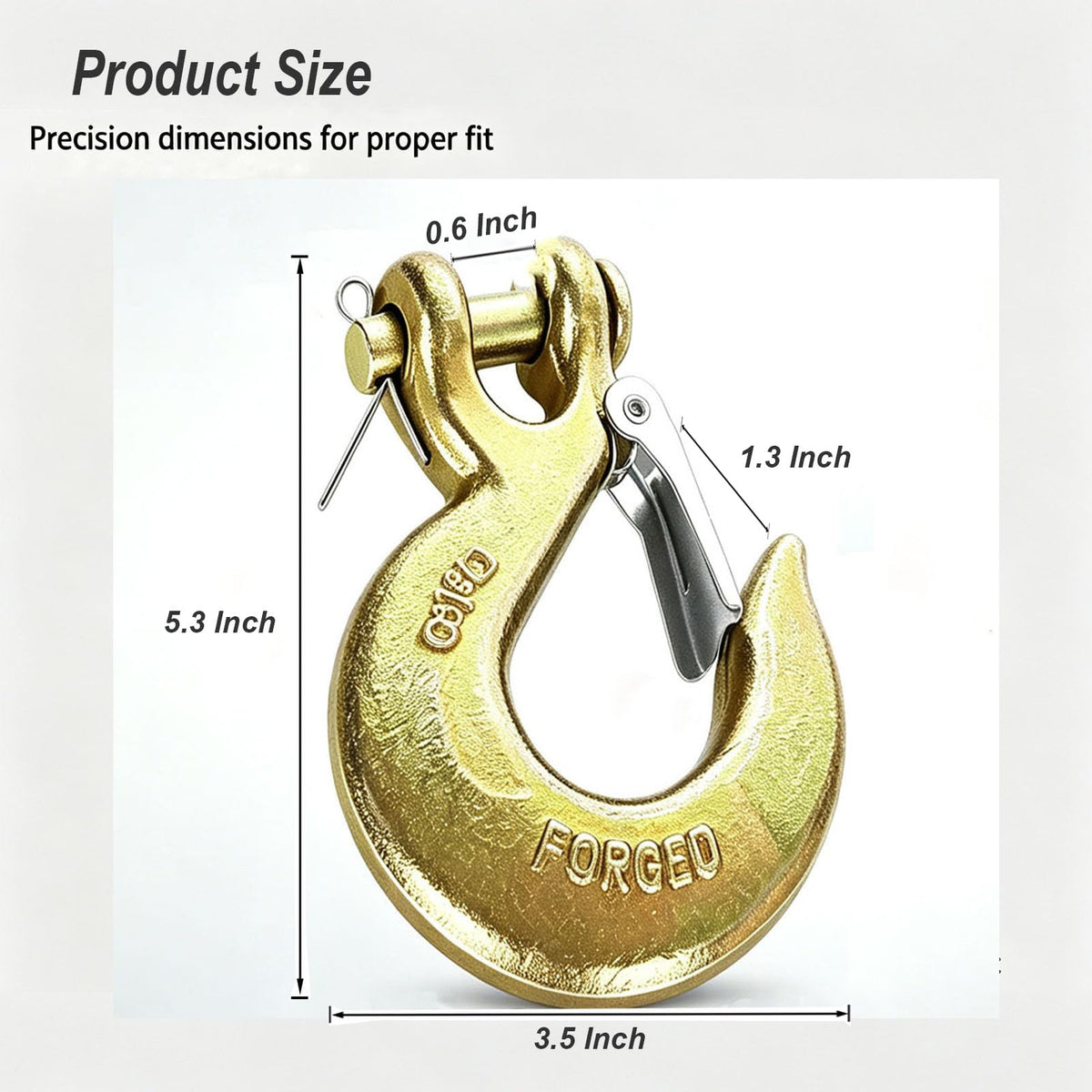 2 Pack 3/8 Inch Forged Steel Clevis Slip Hook with Safety Latch W16128