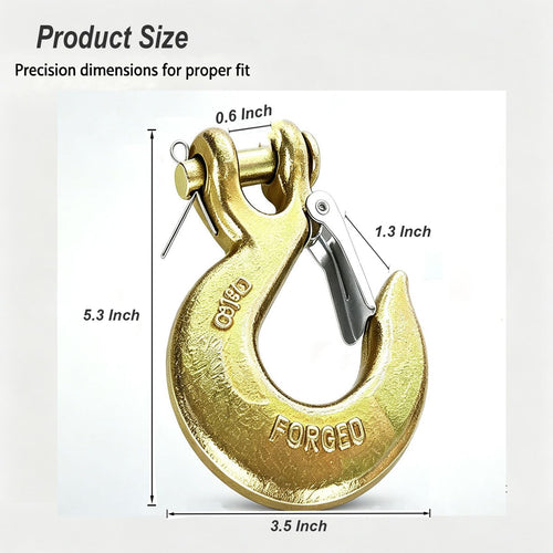 2 Pack 3/8 Inch Forged Steel Clevis Slip Hook with Safety Latch W16128