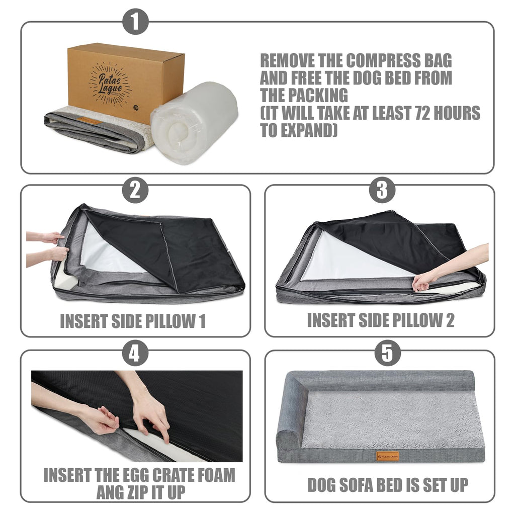 Large Washable Dog Bed 36''X24'' Black N33114