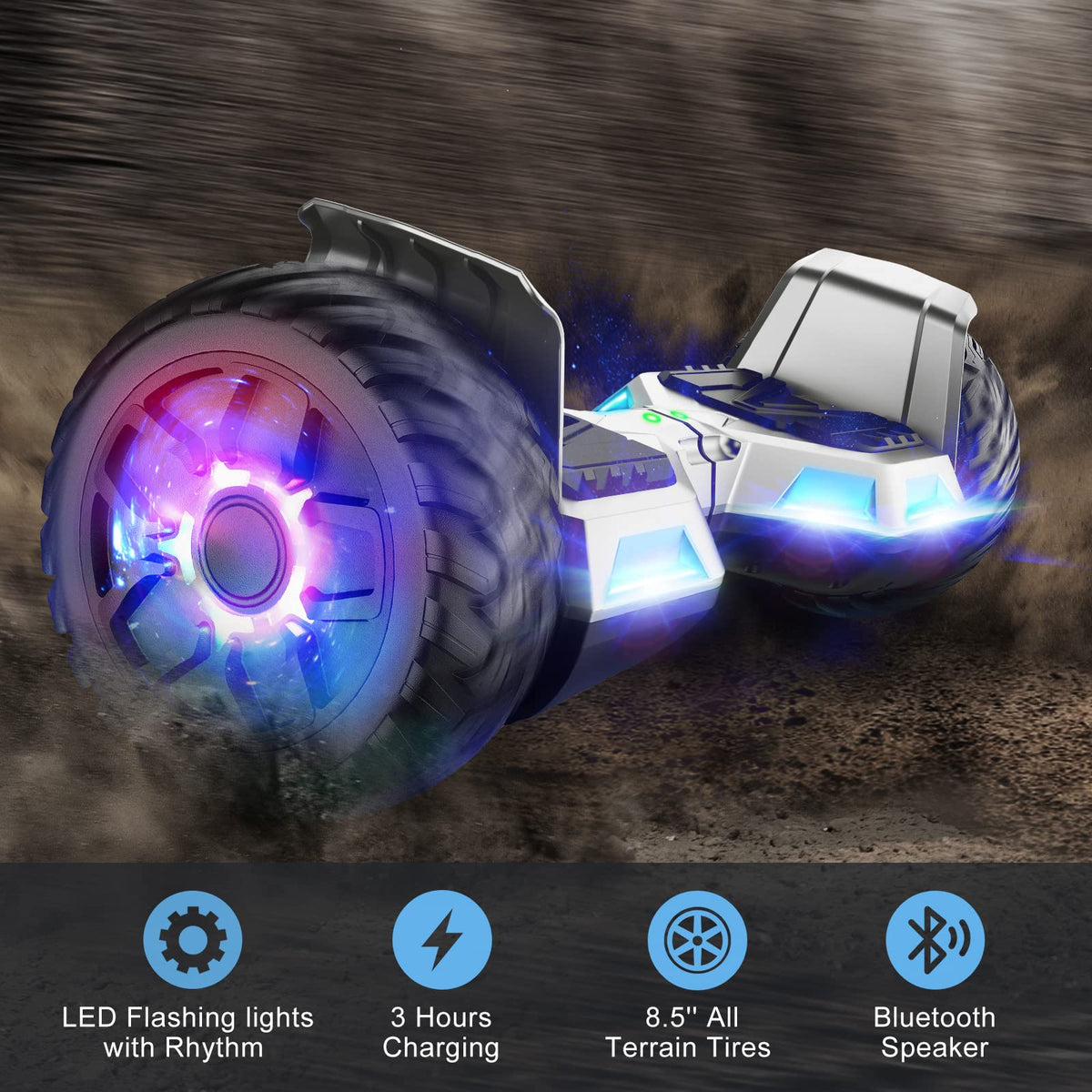 8.5'' Offroad Hoverboard with Lights and Bluetooth P712