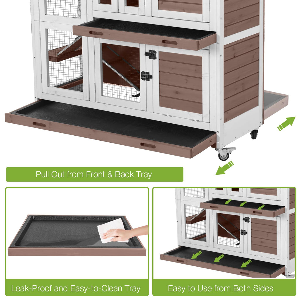 Two-Story Rabbit Hutch with Wheels L371