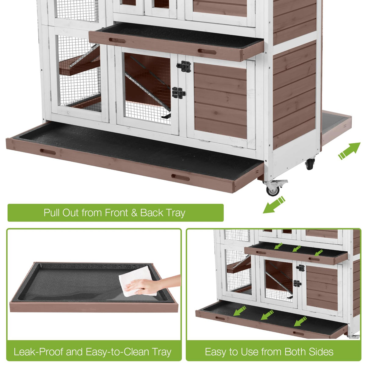 Two-Story Rabbit Hutch with Wheels L371