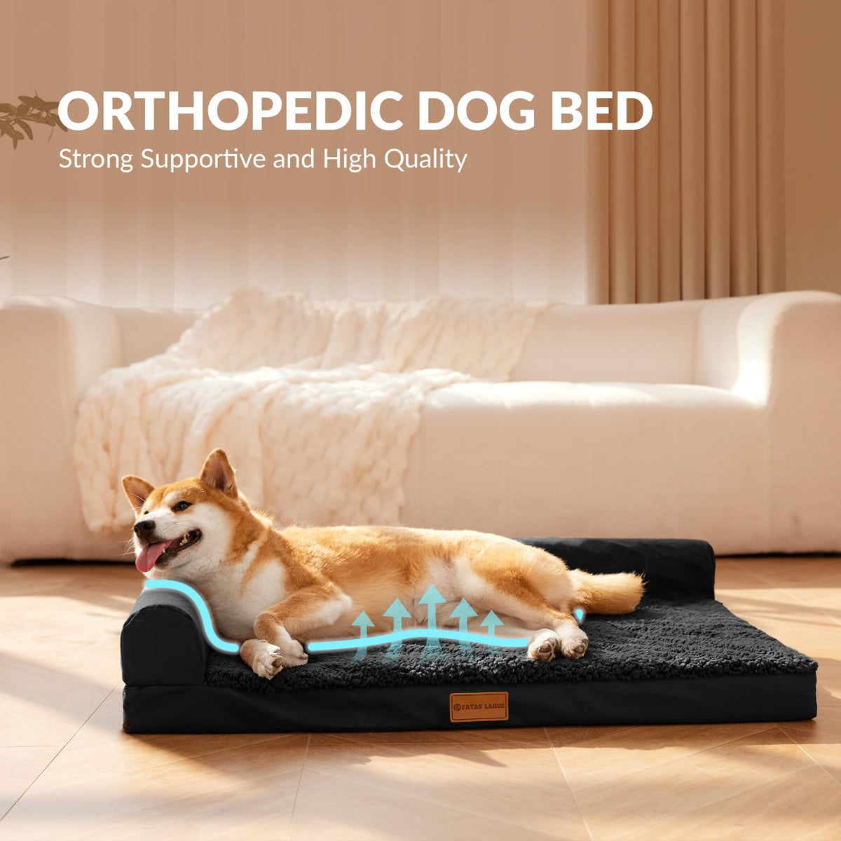 Large Washable Dog Bed 36''X24'' Black N33114