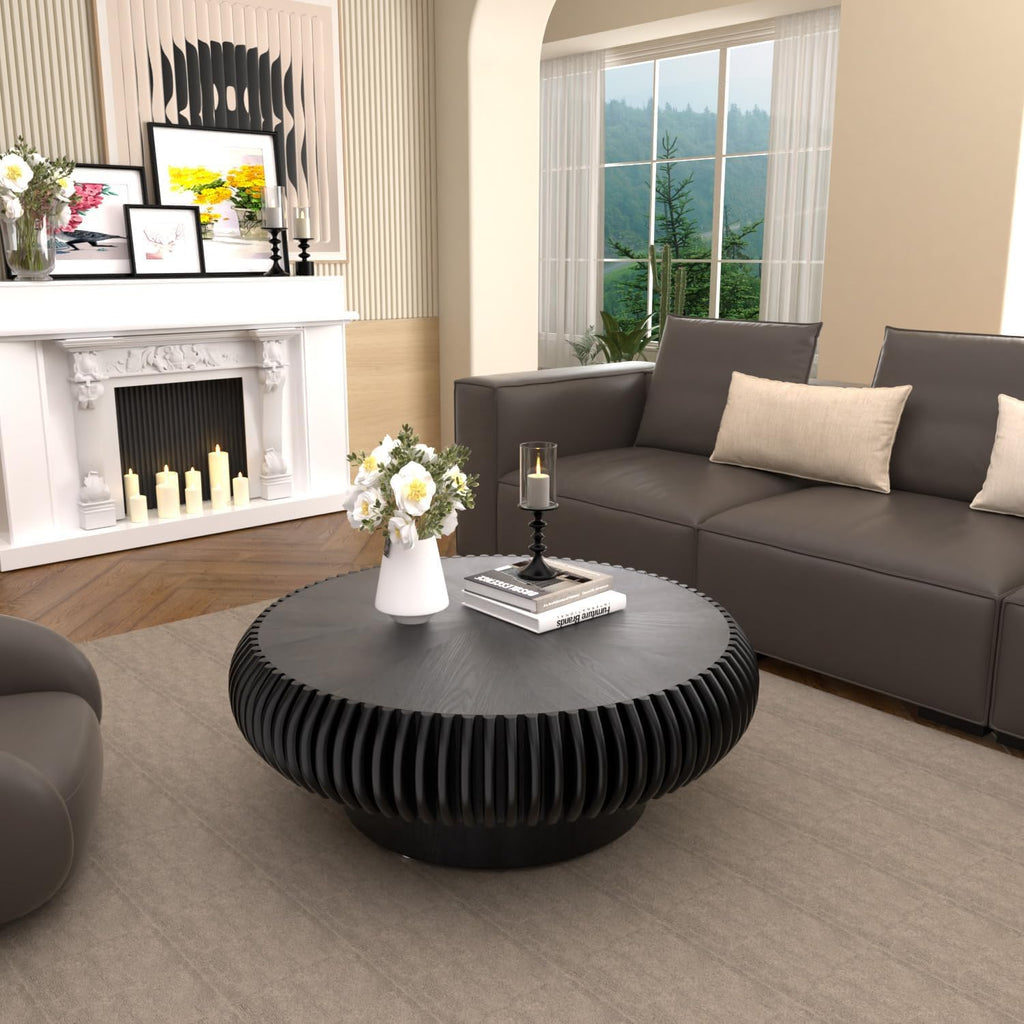 31.5" Black Drum Coffee Table F485501