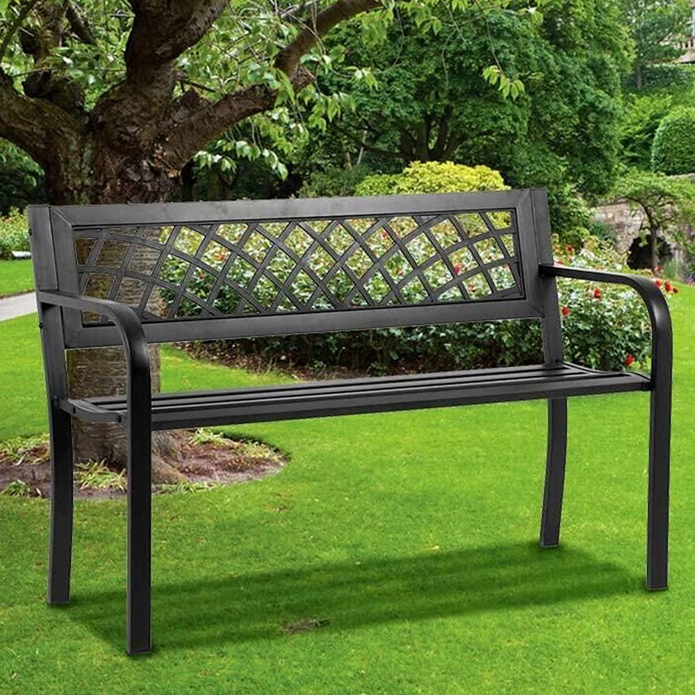 45.5" Black Metal Outdoor Bench 400lbs Capacity A769356