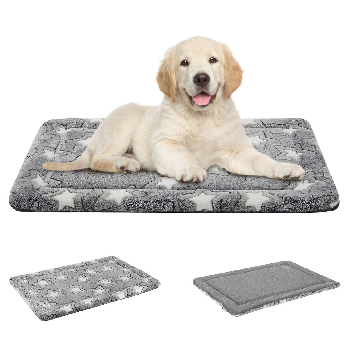 30"x20" Star Pattern Grey Dog Crate Pad M237481