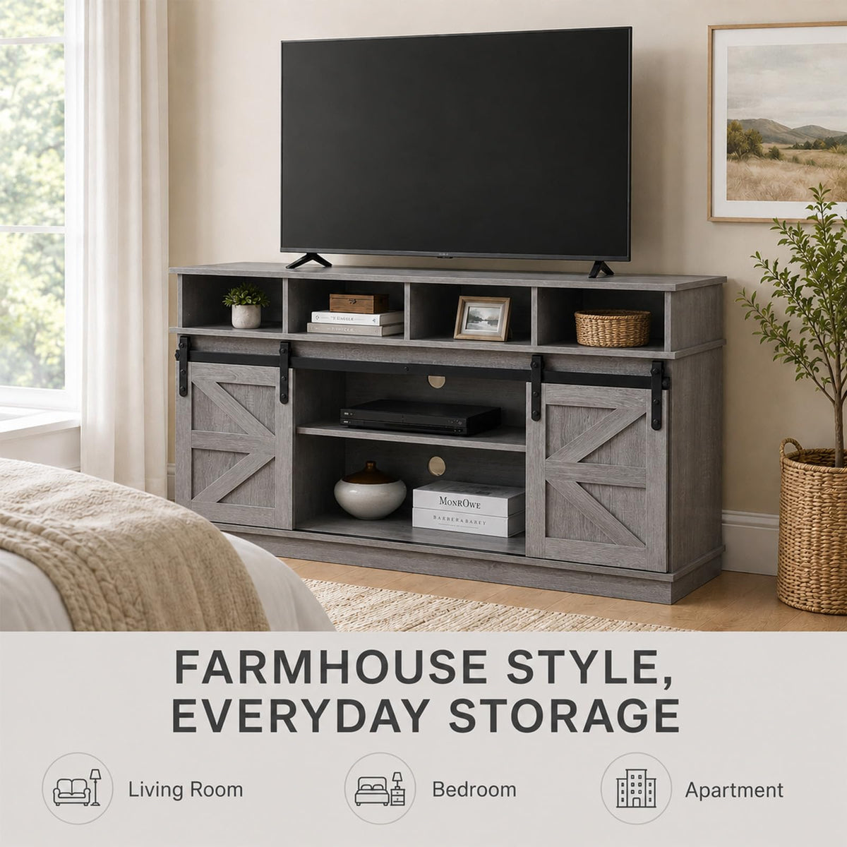 Grey TV Stand with Storage for 65 Inch TV P24258
