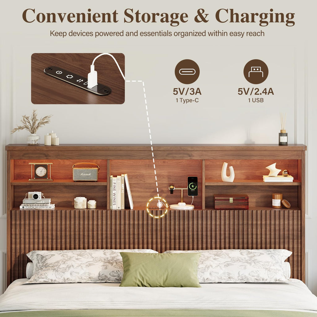Queen Size Wood Bed Frame with 4 Storage Drawers C724