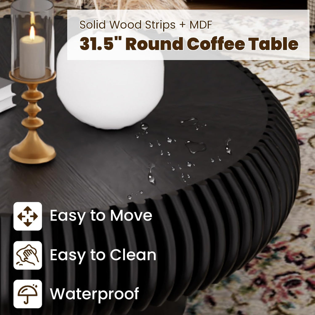 31.5" Black Drum Coffee Table F485501