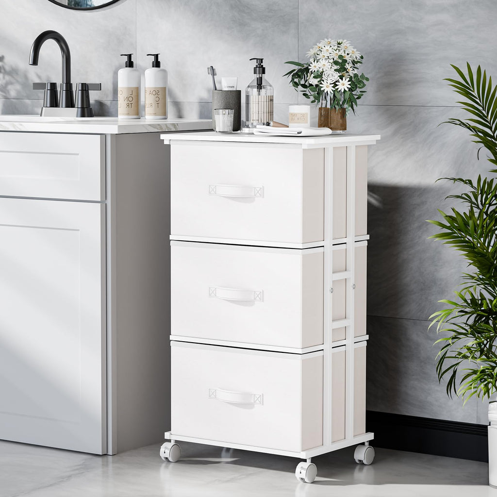 White 3 Drawer Fabric Dresser M741749