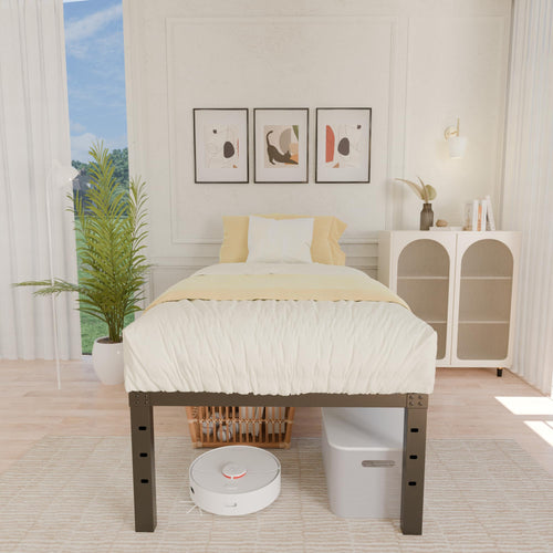 18 Inch Metal Twin Bed Frame Heavy Duty Noise Free P9395