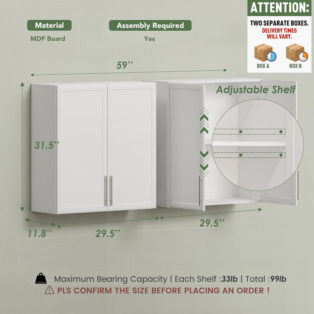 White Wall Cabinet with Adjustable Shelf I8542
