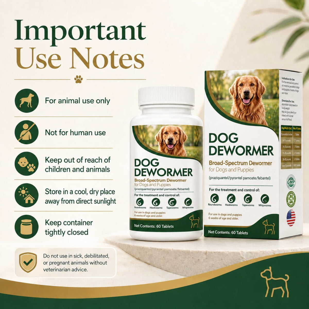 Dewormer for Dogs, 60 Tablets L41315