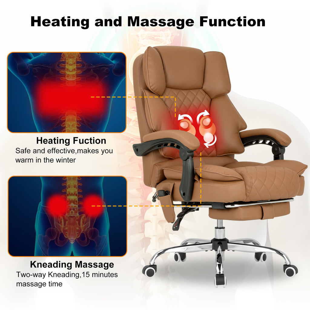 Heated Reclining Office Chair with Footrest T3365