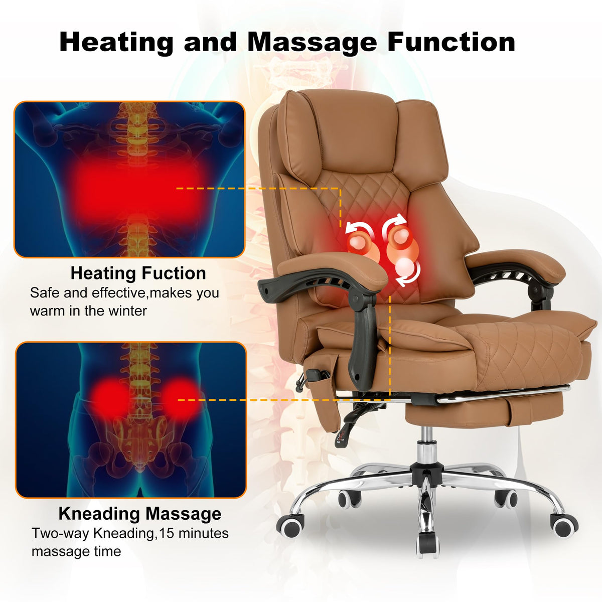 Heated Reclining Office Chair with Footrest T3365