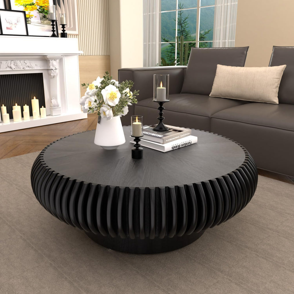 31.5" Black Drum Coffee Table F485501