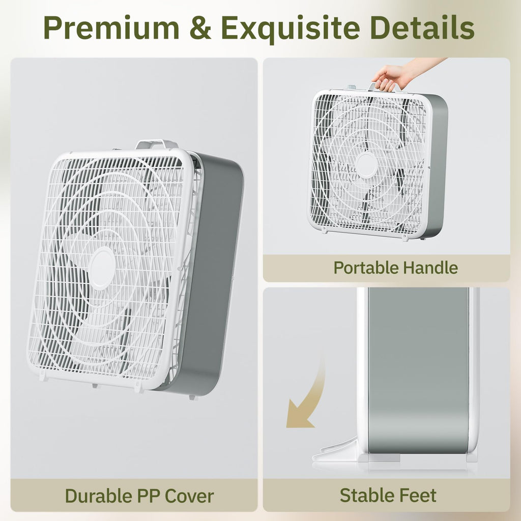20” Box Floor Fan, 3-Speed White P81683