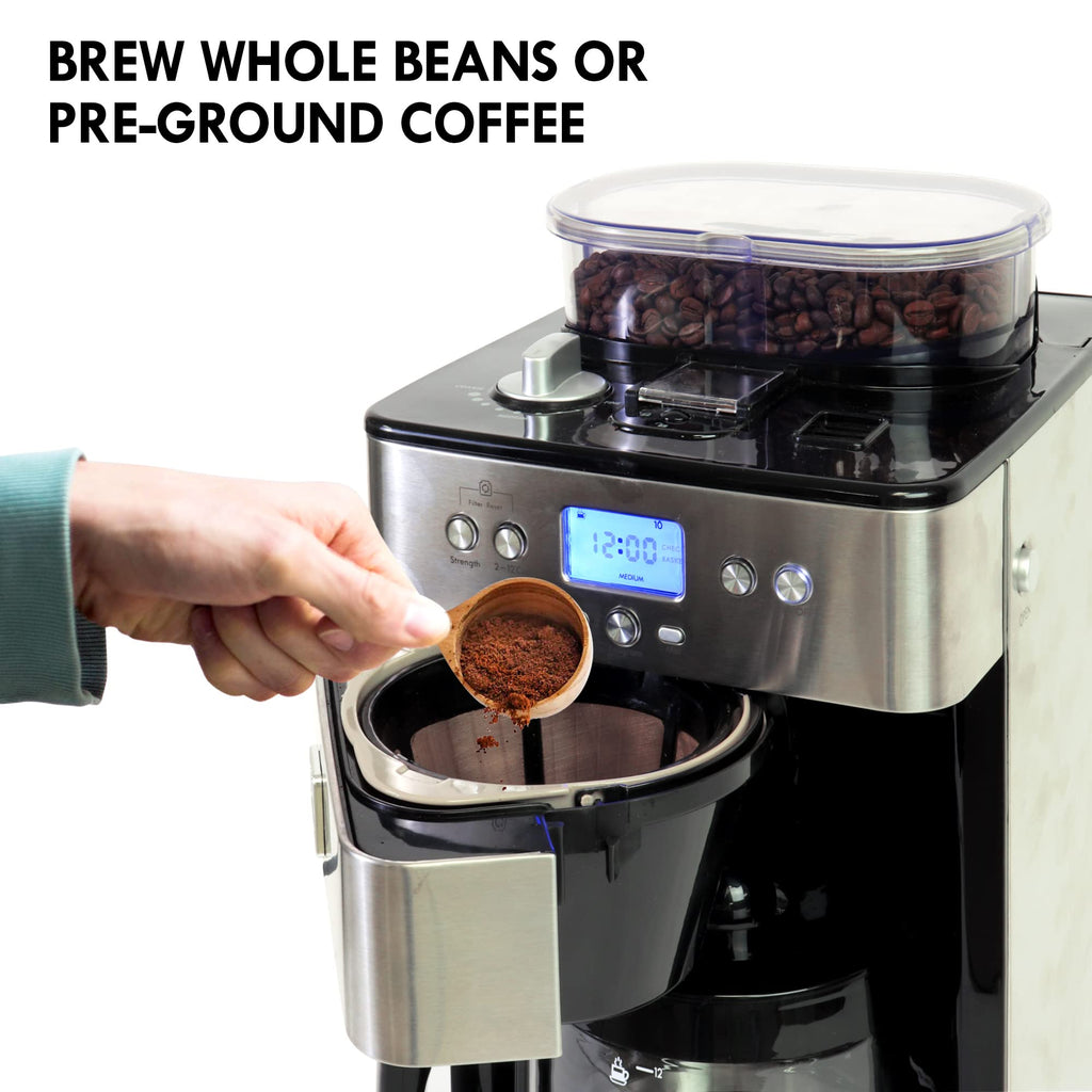 Grind and Brew 12 Cup Programmable Coffee Maker with Burr Grinder E4544