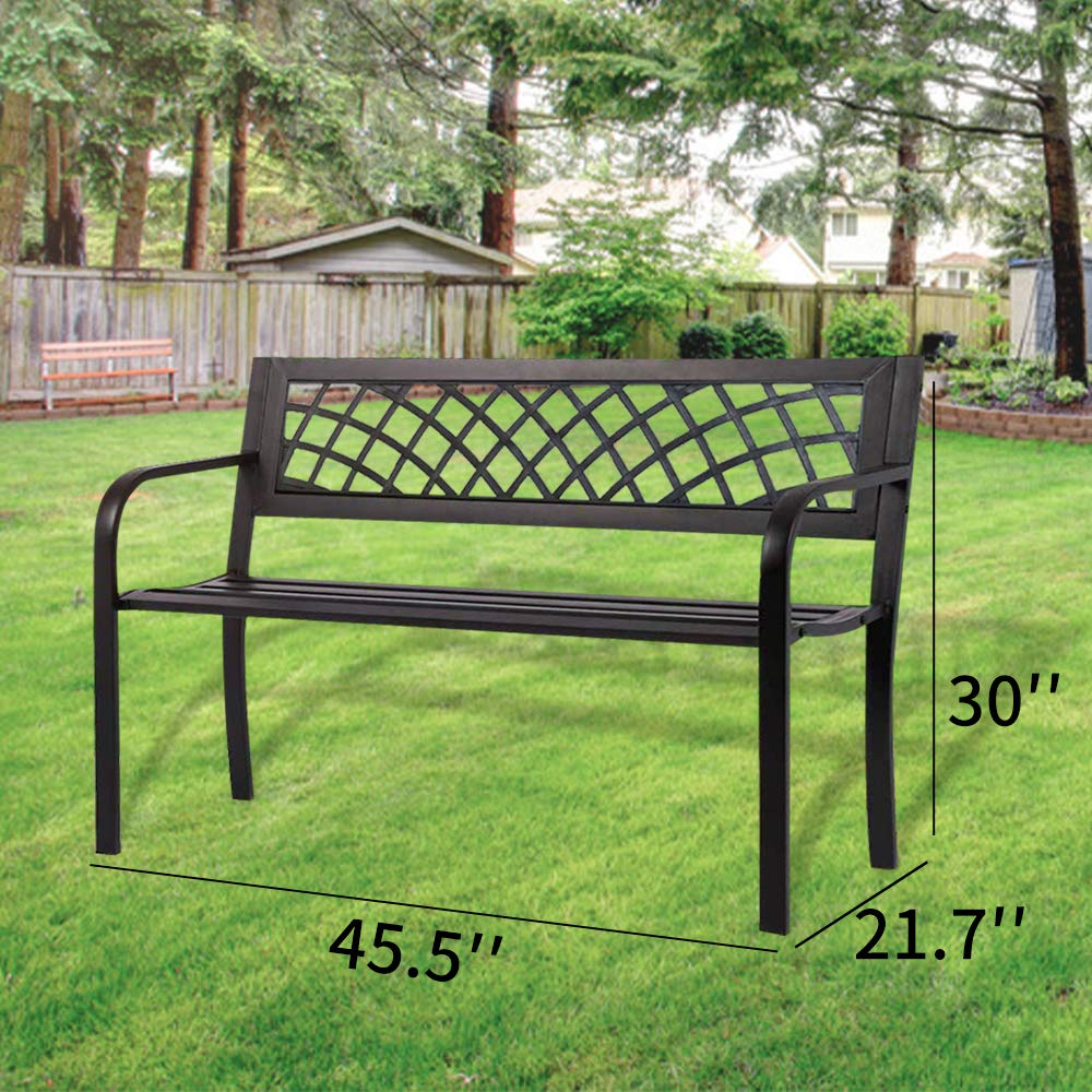 45.5" Black Metal Outdoor Bench 400lbs Capacity A769356